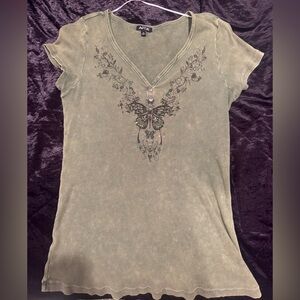 Apt. 9 Olive Green butterfly top
